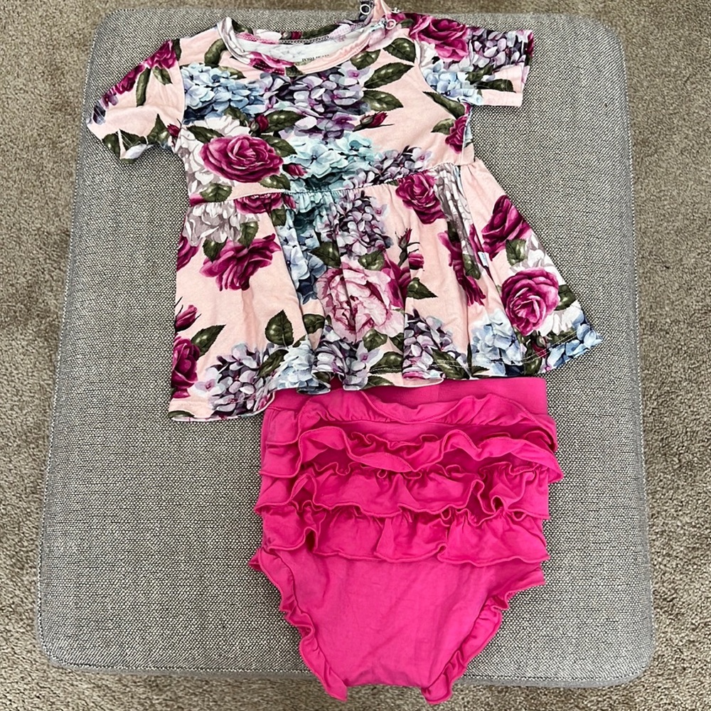 Posh Peanut Pink Floral Ruffle Butt Set